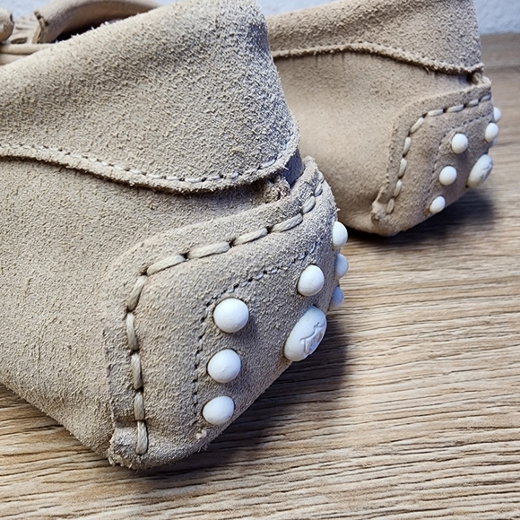 MASSIMO DUTTI Tan Suede Leather Slip On Fringe Moccasin Loafer Shoe 40 - Picture 4 of 8